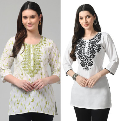 STYLE PREZONE Women Embroidered, Printed A-line Kurta(Multicolor)