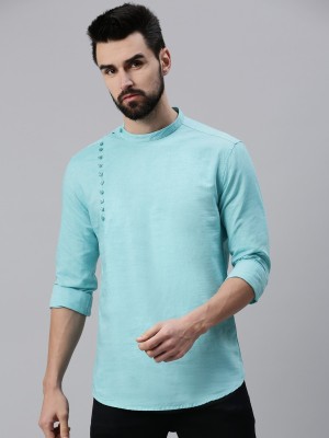 Showoff Men Solid Straight Kurta(Light Blue)