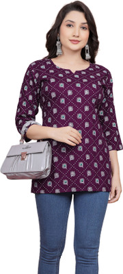 HOCC Women Printed Straight Kurta(Purple)