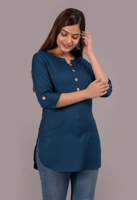 REHAN Women Solid Straight Kurta(Dark Blue)