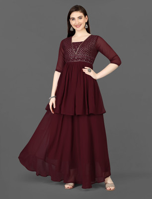 Siyu Creation Flared/A-line Gown(Maroon)