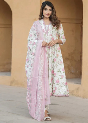 Lensya Paisley Anarkali Kurta, Bottom & Dupatta Set