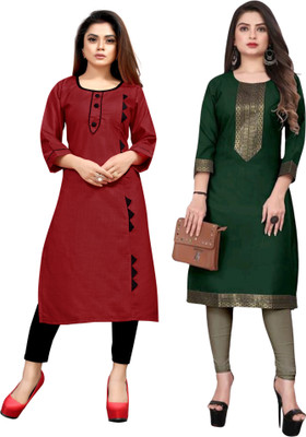 AAIKHODAL Women Self Design Straight Kurta(Multicolor)