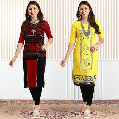1 Stop Fashion Women Printed A-line Kurta(Multicolor)