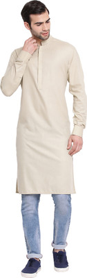 VASTRAMAY Men Solid Pathani Kurta(Beige)
