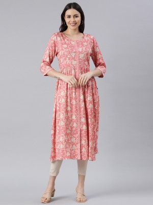 SAMHITAS Women Printed A-line Kurta(Red)