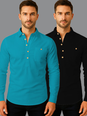 Vida Loca Men Solid Straight Kurta(Brown)