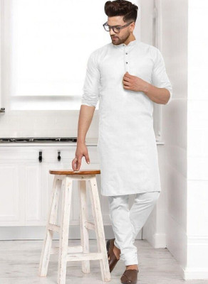 Rashmi Genz Men Printed Straight Kurta(White)