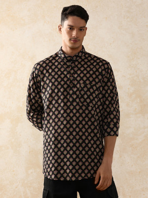 Moara Men Printed Straight Kurta(Black)
