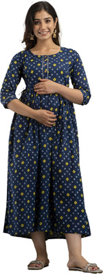 Gora Laxmi Women Floral Print Anarkali Kurta(Blue)