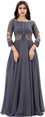 NAITRI COLLECTION Women Embroidered Anarkali Kurta(Grey)