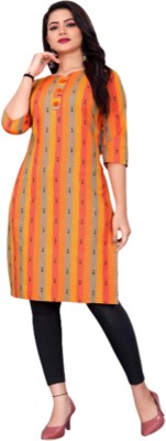 Roopkalan Women Striped A-line Kurta(Orange)