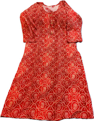 KP CREATION Women Self Design Straight Kurta(Red)