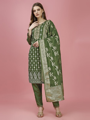 KRISHNA EXPORT Women Woven Design, Geometric Print, Embroidered, Embellished Straight Kurta(Purple)