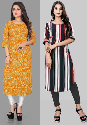 maruti fab Women Printed Straight Kurta(Red)