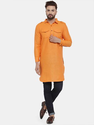 Sayesha Men Solid Pathani Kurta(Yellow)