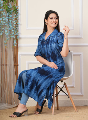 Loomista Women Dyed/Ombre A-line Kurta(Multicolor)