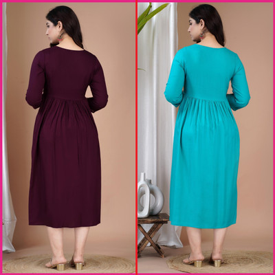 mayraa Women Printed Anarkali Kurta(Maroon)