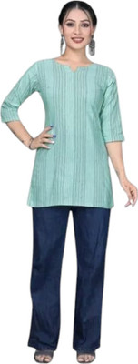 Kfashionbj Women Solid A-line Kurta(Blue)