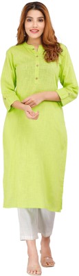 SAVIMA FASHION Women Solid Straight Kurta(Green)