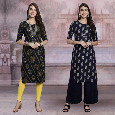 Moda Rapido Women Printed Straight Kurta(Multicolor)