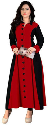 Faxmon Fashion Women Self Design Ethnic Dress Kurta(Red)