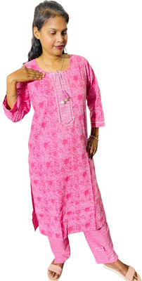 ABC Women Printed A-line Kurta(Pink)