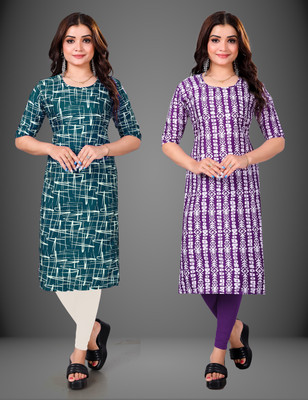 Tashvi Creation Women Printed Straight Kurta(Purple)
