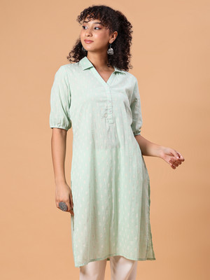 LIMEROAD Women Printed A-line Kurta(Green)