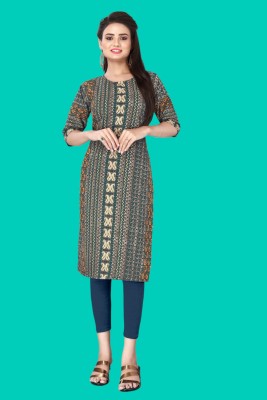 Moruka Women Printed Straight Kurta(Green)