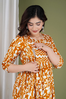 GULJIFASHION Women Maternity/Nursing Nighty(White)