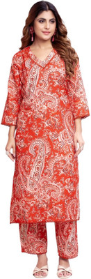 MEESHIAA FASHION Women Printed A-line Kurta(Red)