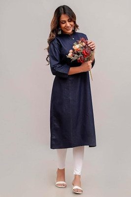 SK Creation Women Embroidered Straight Kurta(Blue)