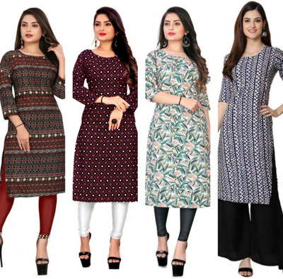 MIROSELLY CREATION Women Geometric Print, Printed Straight Kurta(Multicolor)