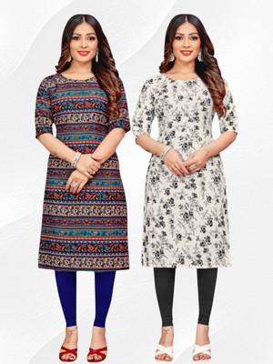 HouseOfCommon Women Embroidered Straight Kurta(Multicolor, White)