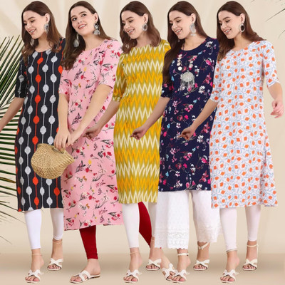 1 Stop Fashion Women Printed A-line Kurta(Multicolor)