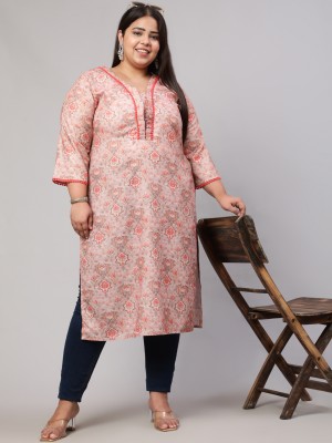 Jaipur Kurti Women Printed Straight Kurta(Pink)