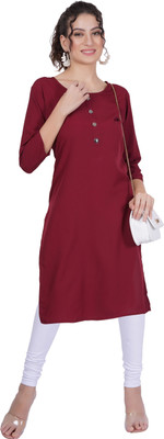 Good Straders Women Solid A-line Kurta(Maroon)