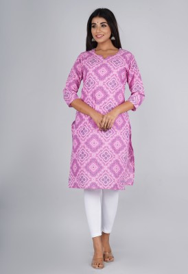 Lihimsu Women Printed Straight Kurta(Pink)