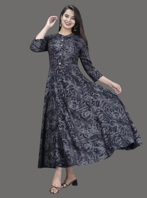 RACHNA FASHION Women Printed Anarkali Kurta(Black)