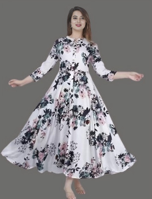 AnviTextile Women Printed Anarkali Kurta(Multicolor)