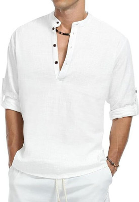 EDIN ENTERPRISES Men Solid Straight Kurta(White)