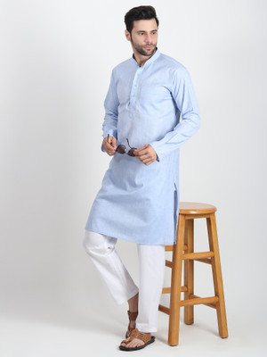 DasteKarigar Men Solid Straight Kurta(Blue)