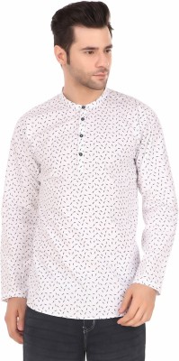 MADE IN THE SHADE Men Printed Straight Kurta(White)