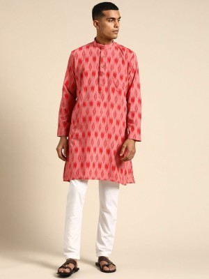 Rajubhai Hargovindas Men Printed Straight Kurta(Red)