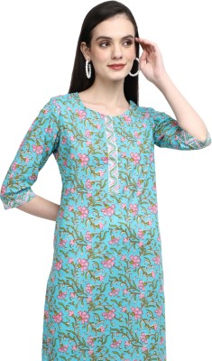 V-MART Women Printed Ethnic Dress Kurta(Pink, Light Blue, Green)