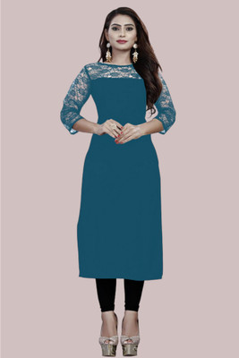 Maheshvi Women Solid, Embroidered Straight Kurta(Multicolor)