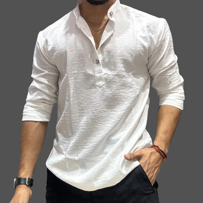 feshopee Men Solid Straight Kurta(White)