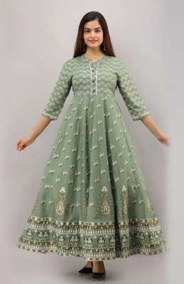 Dipika Creation Flared/A-line Gown(Light Green)