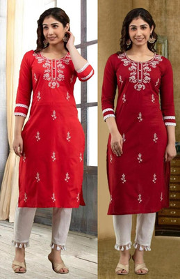 SISTO Women Chikan Embroidery A-line Kurta(Multicolor)